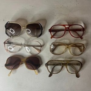 Vintage 1970s Eyeglasses Glasses Frames Lot of 6 70s Accessories Costume Cosplay